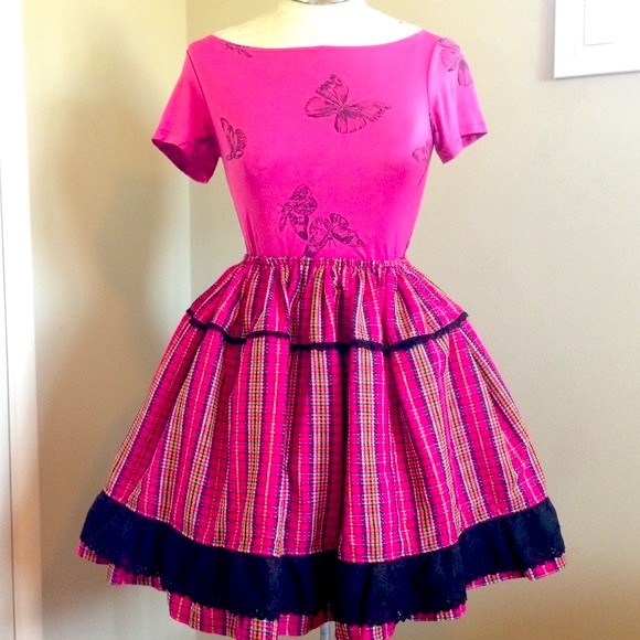 S - M Classic gingham checkered checks skirt in pink - Picture 4 of 4